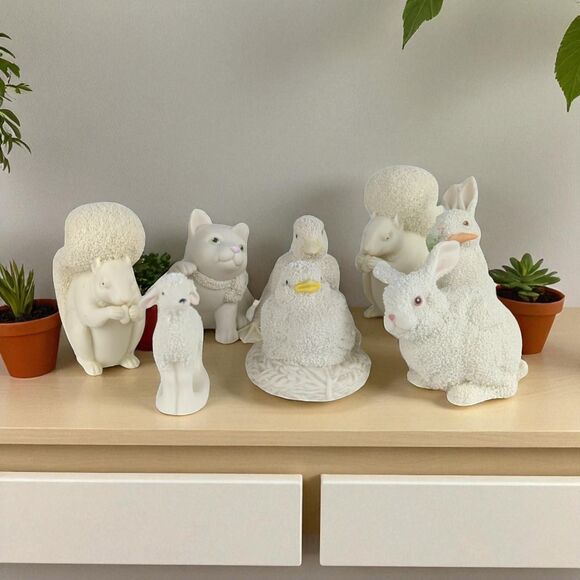 Vintage Dept 56 Annual Animal Collection: Lot of 8 Bisque Figurines